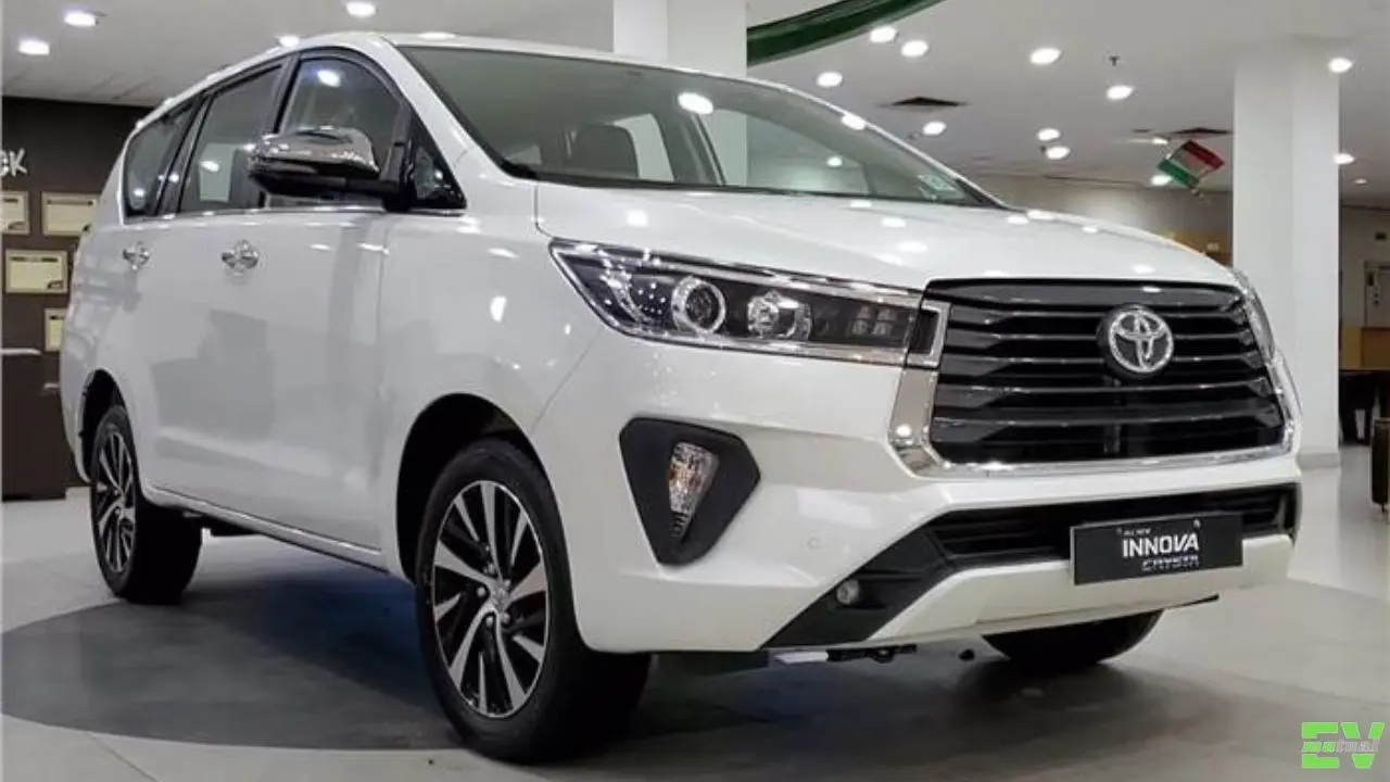 Toyota Innova Crysta In White Colour.